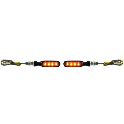 Motorrad LED Mini Blinker AMP Schwarz Smokeglas Universal mit E-Prüfzeichen