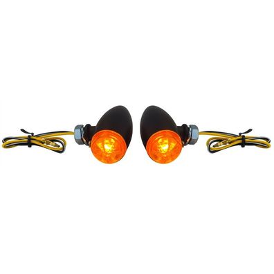 Universal Motorrad Halogenblinker Set BULLET Schwarz Gelb mit E-Prüfzeichen