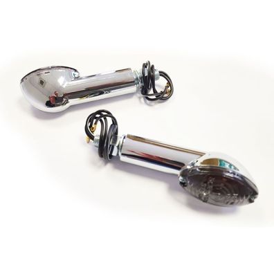 Universal Motorrad Halogen Blinker Set CATEYE 40mm Chrom smoke mit E-Prüfzeichen