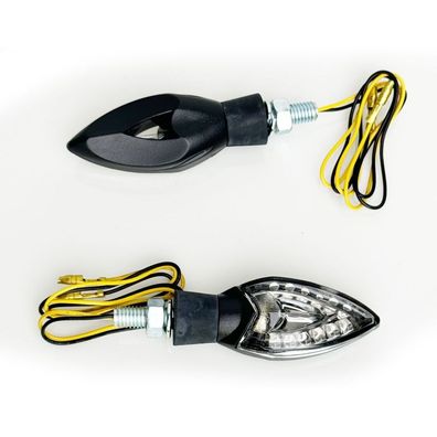 Universal Motorrad Klarglas LED Blinker Set SPADES mit E-Prüfzeichen