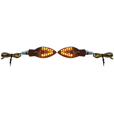 Motorrad LED Mini Blinker Spades Custom Schwarz Smoke Miniblinker mit E-geprüft