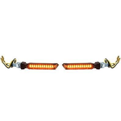 Motorrad LED Mini Blinker Flat Style Schwarz Klarglas mit E-Prüfzeichen