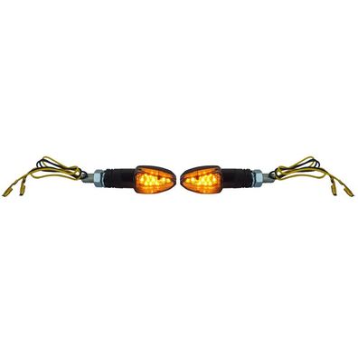Motorrad LED Mini Blinker Lizzard Schwarz Smokeglas Miniblinker + E-Prüfzeichen