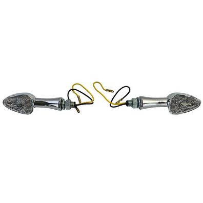 Universal Motorrad chrom Klarglas LED Blinker Set SPIRIT mit E-Prüfzeichen