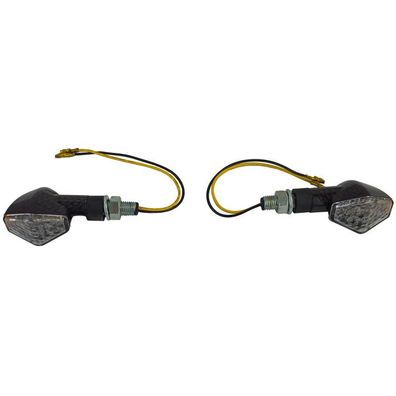 Universal Motorrad LED Blinker Set Diamond Klarglas Carbon mit E-Prüfzeichen