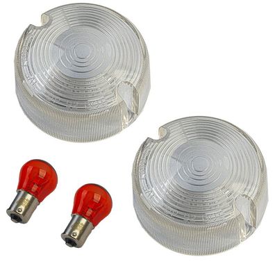 Klarglas Blinkergläser Set inkl. Leuchtmittel für Harley Davidson Ø 7,5cm