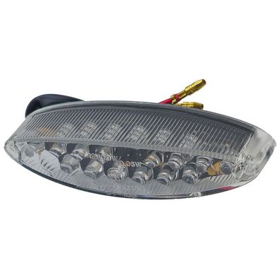 Universal Motorrad LED Mini Rücklicht Oval Smoke mit Kennzeichenbeleuchtung