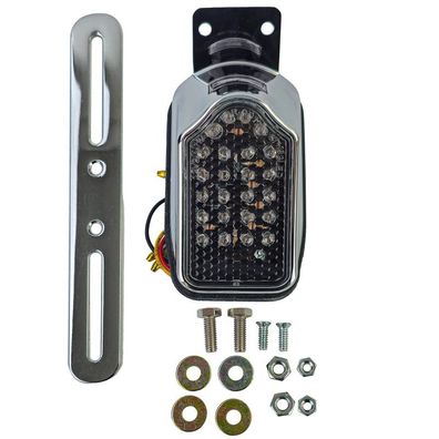 Motorrad LED Tombstone Mini Rücklicht Chrom / Schwarz