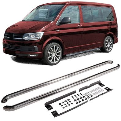 Trittbretter Seitenrohre Edelstahl poliert für VW T5 T6 T6.1 langer Radstand