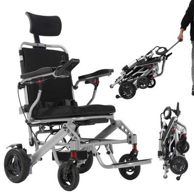 22,5KG Liegerollstuhl Elektro Rollstuhl mit 2 x 12AH-Akkus und Teleskopgriff, 45KM