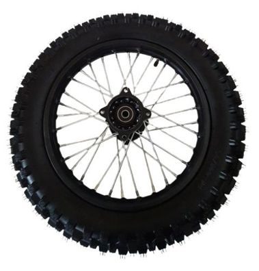 Dirtbike Komplettrad Pitbike Stahlfelge Ersatzreifen hinten 90/100-14 15mm Achse