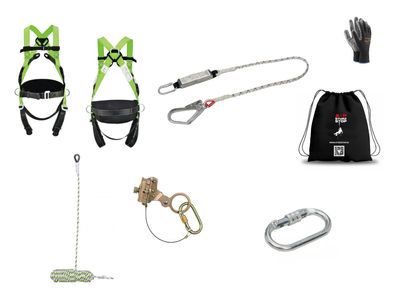 Premium Kletter Set Baumpflege Dach Auffanggurt inkl Seil 20m Seilbremse Falldämpfer