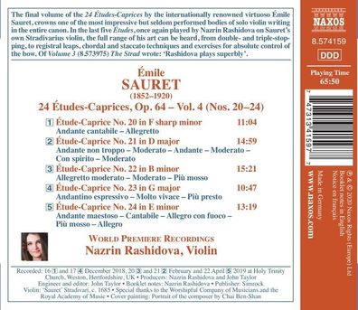 Emile Sauret (1852-1920): 24 Etudes-Caprices, p.64, ol.4 - Nax