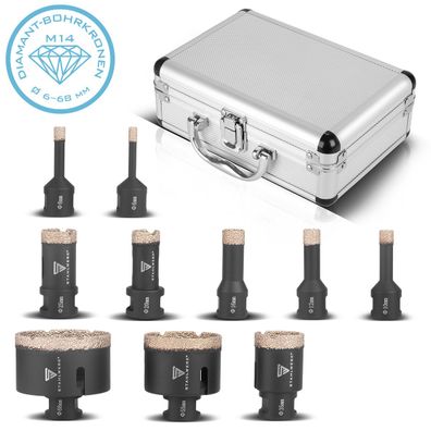 Stahlwerk Diamant-Bohrkronen 10er Set 6-68 mm M14 für Winkelschleifer