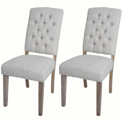 2er-Set Esszimmerstuhl HWC-O66b, Küchenstuhl Polsterstuhl, Chesterfield Nieten Stoff