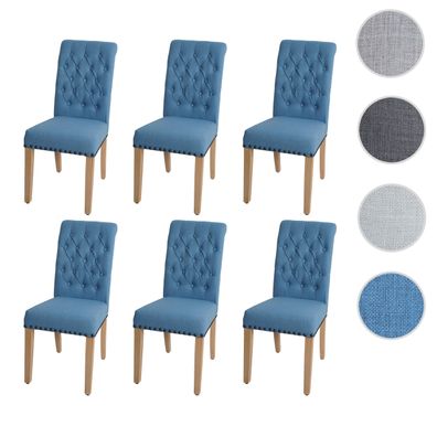 6er-Set Esszimmerstuhl HWC-O66, Küchenstuhl Polsterstuhl, Chesterfield Nieten Stoff