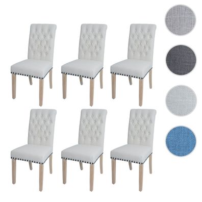 6er-Set Esszimmerstuhl HWC-O66, Küchenstuhl Polsterstuhl, Chesterfield Nieten Stoff