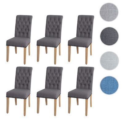 6er-Set Esszimmerstuhl HWC-O66, Küchenstuhl Polsterstuhl, Chesterfield Nieten Stoff
