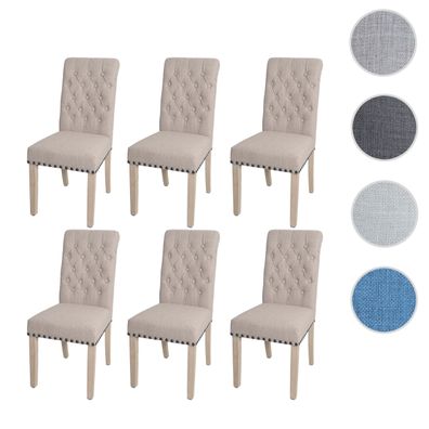 6er-Set Esszimmerstuhl HWC-O66, Küchenstuhl Polsterstuhl, Chesterfield Nieten Stoff