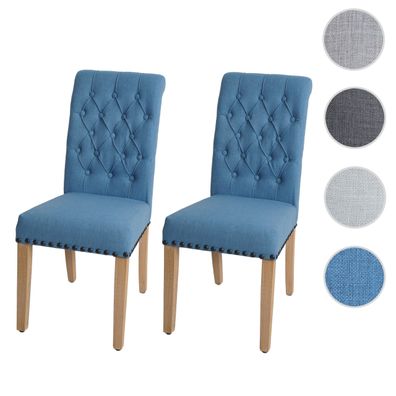 2er-Set Esszimmerstuhl HWC-O66, Küchenstuhl Polsterstuhl, Chesterfield Nieten Stoff