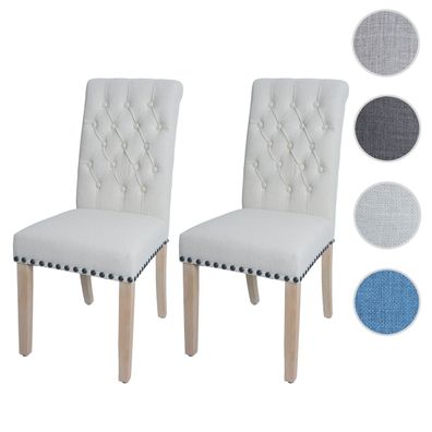 2er-Set Esszimmerstuhl HWC-O66, Küchenstuhl Polsterstuhl, Chesterfield Nieten Stoff