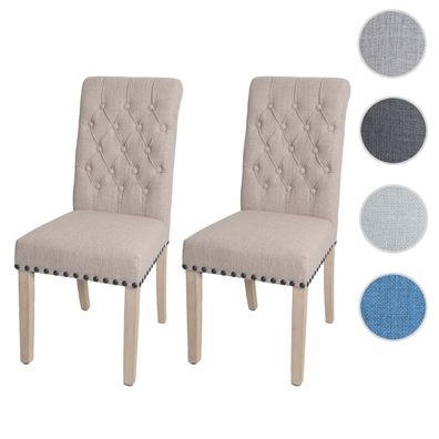 2er-Set Esszimmerstuhl HWC-O66, Küchenstuhl Polsterstuhl, Chesterfield Nieten Stoff