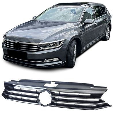 Kühlergrill Schwarz mit Chromleisten für VW Passat B8 3G Vorfacelift 2014-2019
