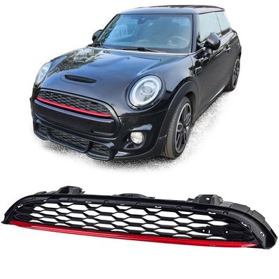 Sport Waben Kühlergrill mit roter Leiste für Mini One Cooper S F55 F56 F57 14-20