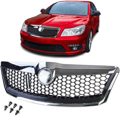 Sport RS Kühlergrill Schwarz Chrom passt für Skoda Octavia 1Z Facelift 09-13