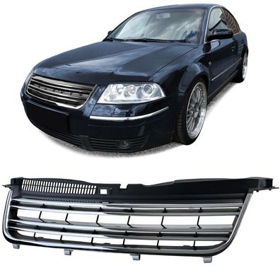 Kühlergrill Doppelrippe Schwarz Chrom für VW Passat 3BG Limousine Variant 00-05