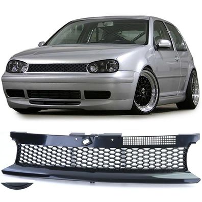 Waben Kühlergrill ohne Emblem Schwarz für VW Golf 4 Limo Variant Cabrio 97-06