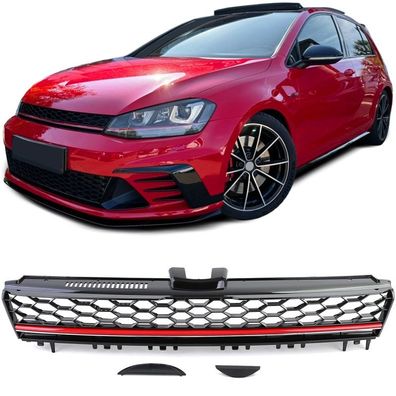 Sport Waben Kühlergrill ohne Emblem Schwarz Glanz für VW Golf 7 12-17 auch GTI
