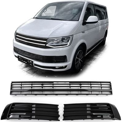 Kühlergrill Gitter Stoßstange Schwarz Glanz für VW T6 Multivan ohne ACC 15-19
