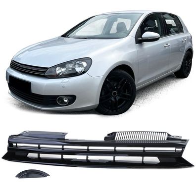 Kühlergrill ohne Emblem Schwarz Glanz passend für VW Golf 6 08-12