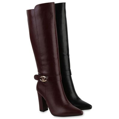 VAN HILL Damen Leicht Gefütterte Klassische Stiefel Spitze Schnallen Schuhe 841797