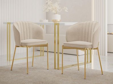 Stuhl Muz DC-1259/GL (2er-Set) Esszimmerstuhl Wohnzimmerstühle Polsterstuhl M24