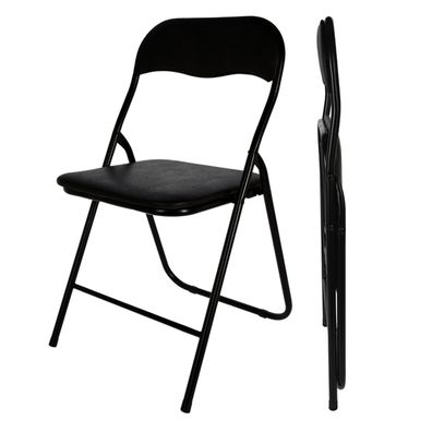 Metall Klappstuhl gepolstert schwarz - Kunststoff Bezug - Gäste Polster Stuhl