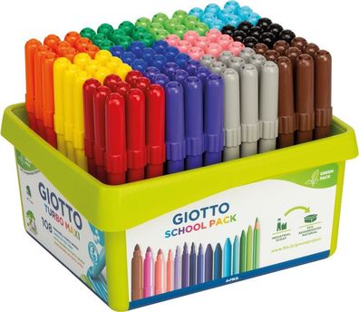 Giotto Turbo Maxi Fasermaler 108 Stifte in 12 Farben sort. Box, inkl. GRATIS 8