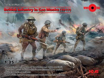 ICM 1:35 35703 British Infantry in Gas Masks(1917)4 Figu