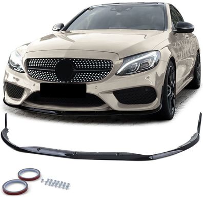 Front Spoiler Lippe Sport Look Schwarz Glanz für Mercedes C W205 S205 14-21