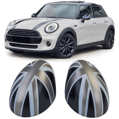 Spiegelkappen Union Jack Schwarz Grau passt für Mini F54 F55 F56 F57 13-18