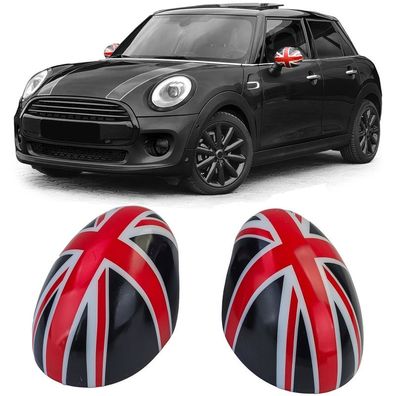 Spiegelkappen Union Jack Schwarz Rot passt für Mini F54 F55 F56 F57 13-18
