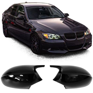 Austausch Spiegelkappen Glanz Schwarz passt für 3er BMW E90 E91 Vorfacelift