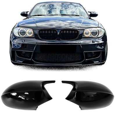 Austausch Spiegelkappen Glanz Schwarz passt für BMW E81 E82 E87 E88 Vorfacelift