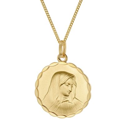 trendor Schmuck Madonna Anhänger Gold 333/8K Mit Vergoldeter Silberkette 28959