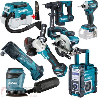 Makita Akku-Combo Set 18V DHR171 DTD153 DSS501 DGA511 DVC750 DTM51 DMR112 DBO180