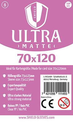 Shield Ultra Matte 8 - 100 Super Sleeves für Kartengröße 70 x 120 mm
