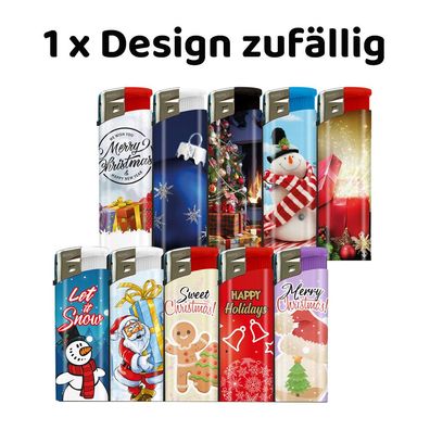 Atomic Elektronik Feuerzeug, Softflame, Weihnachtlich, Design zufällig