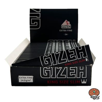 1 Box Gizeh Black Extra Fine King Size Slim 25 Hefte à 34 Blättchen