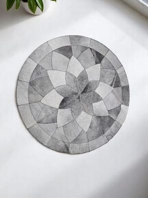 Patchwork Kuhfell Teppich – Geometrisch & Rund